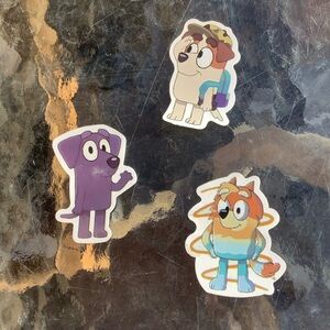 3 Different Color Cartoon Dog Stickers 2 1/2 inches long
